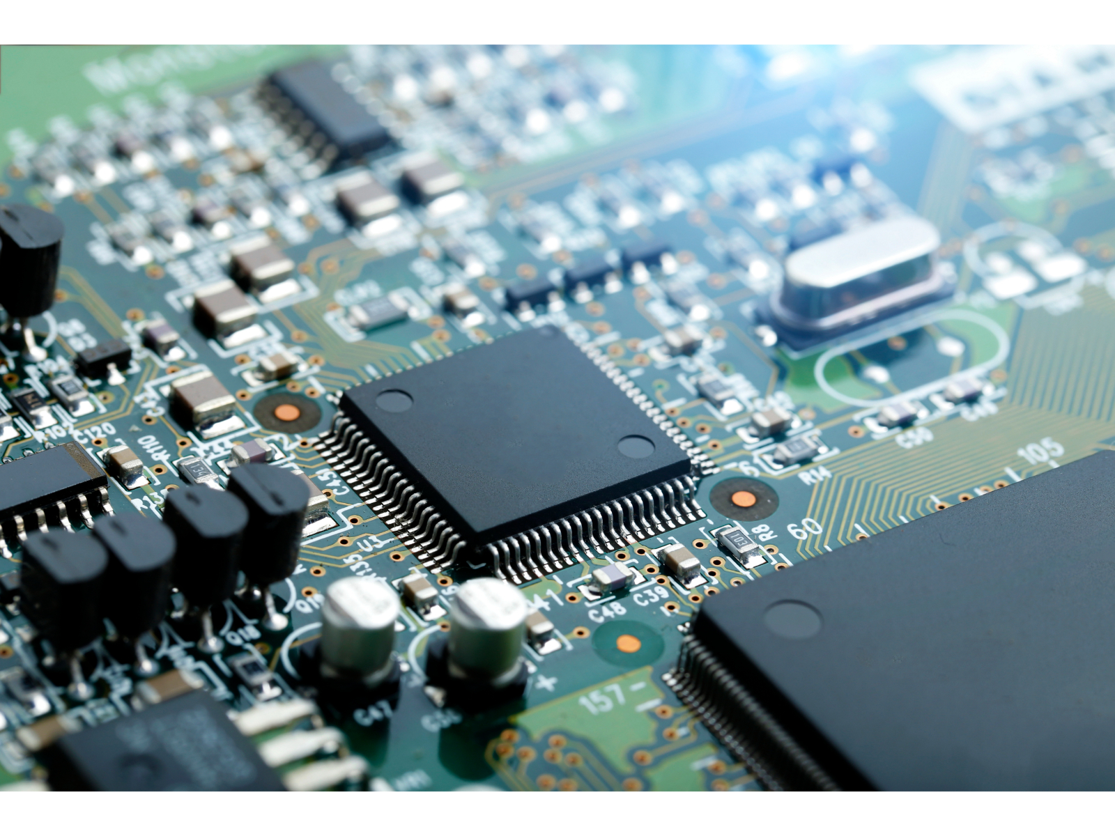 closeup electronic circuit board with cpu microchip electronic components background 1 1