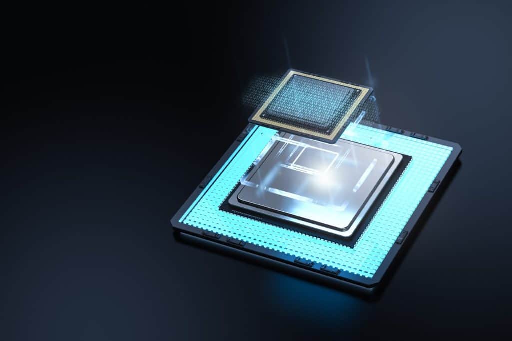 量子電腦晶片示意圖,象徵量子運算對比特幣加密的威脅