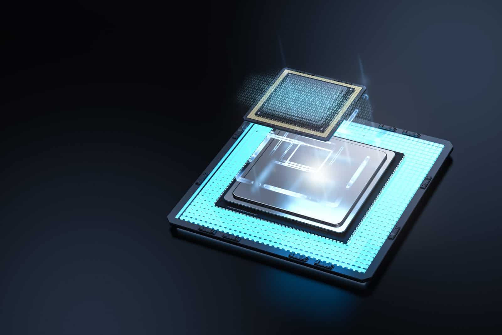 量子電腦晶片示意圖，象徵量子運算對比特幣加密的威脅